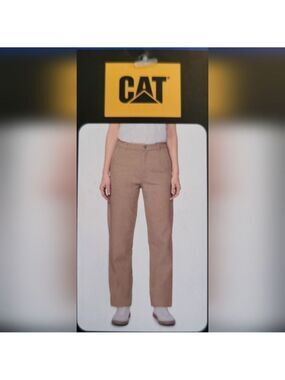 Cat Caterpillar Ladie's Beige Straight Leg Painter Work Pants, Size 10, NWT